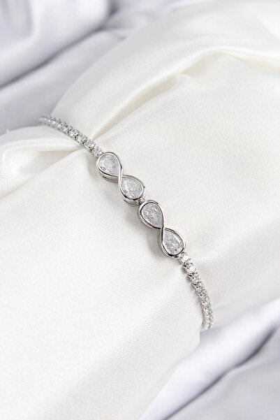 Livenda Brass Zircon Stone Infinity Model Silver Color Elevator Women's Brace...