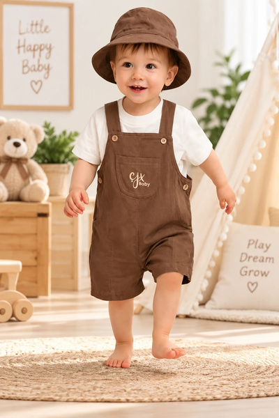 candar 3 Piece Baby Set with Hat, T-Shirt and Salopet |   6-24 Months