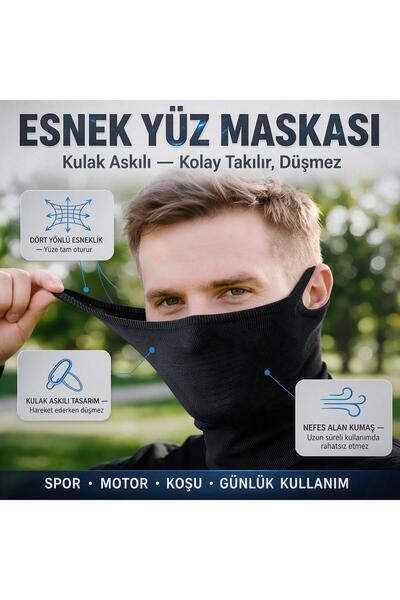 Genel Markalar Nefes Alabilir Kulak Askılı Sporcu Maskesi - Terletmeyen Boyun...