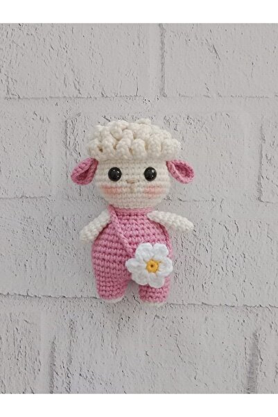 OYUNCAKPARK Pembe Renk Maskot Kuzu Amigurumi Organik Anahtarlık Oyuncak ve Ça...