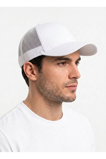 STELLA VESTİNO Unisex Fileli Trucker Şapka - Düz Kanvas Spor Beyzbol Kep