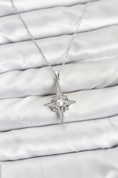 Livenda 316L Steel Chain Silver Color Pole Star Model Zircon Stone Women's Ne...