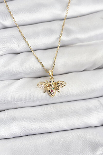 Livenda 316L Steel Chain Gold Color Fly Model Zircon Stone Women's Necklace -...