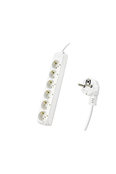 Livenda Grounded Extension Cable 6 Sockets 2 Meters - White 9260102