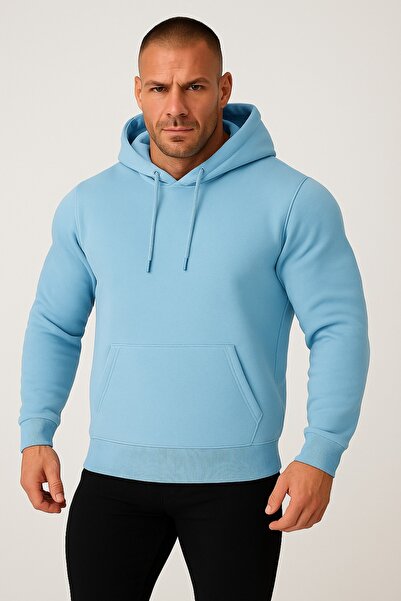 JANTIL MODA Unisex Oversize 3 Thread Raster Hooded Sweatshirt with Kangaroo P...