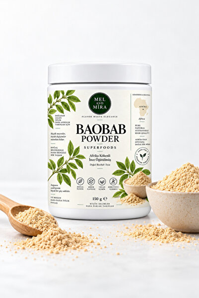 Mel and Mira Baobab Tozu 150 g | Baobab Powder | İnce Öğütülmüş Doğal Meyve T...