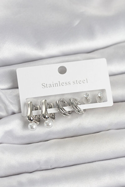 Livenda 316L Steel Silver Color Women's Earring Set Tj-Bkp11690