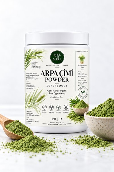 Mel and Mira Arpa Çimi Tozu 150 g | Barley Grass Powder | İnce Öğütülmüş Doğa...