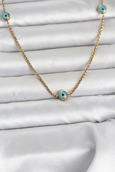 Livenda 316L Steel Gold Color Evil Eye Model Women's Necklace Tj-Bko11044
