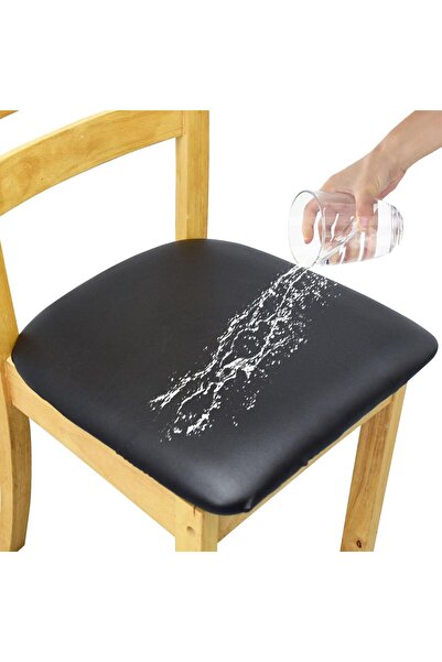 Arabest 4 PCS Waterproof PU Dining Chair Seat Covers,Removable Washable Elast...