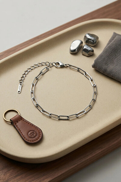 Livenda 316L Steel Silver Color Paperclip Chain Model Men's Bracelet Tj-Eb3829