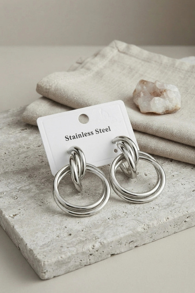 Livenda 316L Steel Silver Color Hoop Model Earrings Tj-Bkp12022