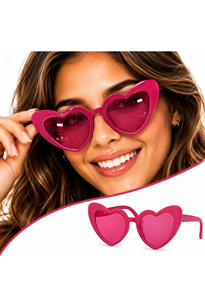 Livenda Fuchsia Pink Heart Shaped Party Glasses