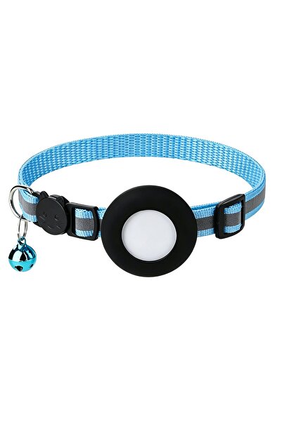 Choice SkyBlue and Black Airtag Cat Collar, Reflective Breakaway Safety Buckl...