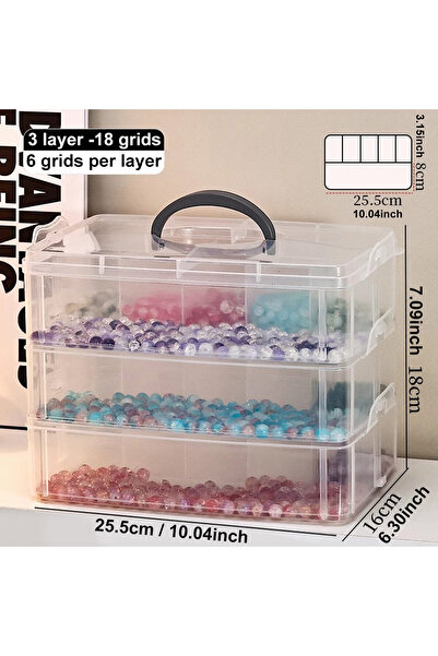 Choice 3-layer 18 grid 3-Layer Transparent Storage Box, Stackable Storage Box...