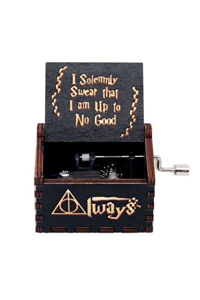 Miniso H P Black Hand Cranked Music Box Multiple colors Solid Wood Antique Ca...