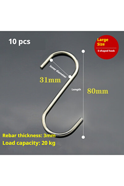 Choice Large 10pcs 10 pcs Stainless steel S shaped hook Large hook S hook, mu...