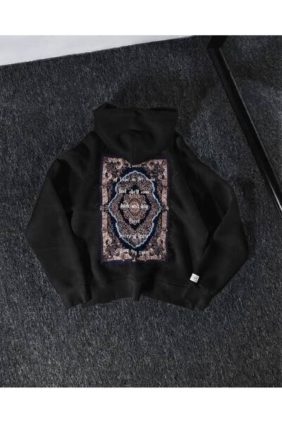 JANTIL MODA Unisex Oversize 3 Thread Raster Printed Hooded Sweatshirt with Ka...