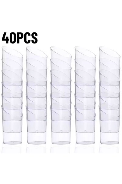 Choice 40PCS 20/40PCS Disposable Dessert Cup Plastic Cup Tilted Circular Tast...