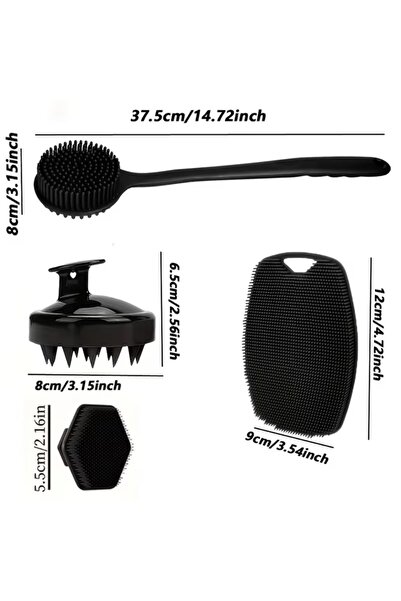 Choice Silica Gel 4Pcs 2/3/4Pcs Silicone Shower Brush Set Long Handled Back W...