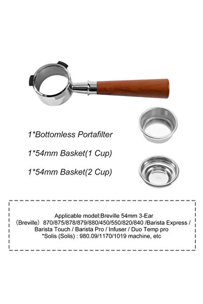 Choice 54MM 3Ear-Rosewood C 54mm Coffee Bottomless Portafilter Naked For Brev...