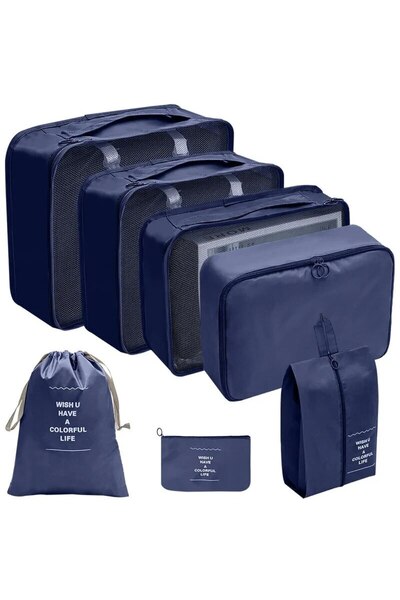 Choice 7pcs Blue 7/10 Pcs Set Travel Organizer Storage Bags Suitcase Packing ...