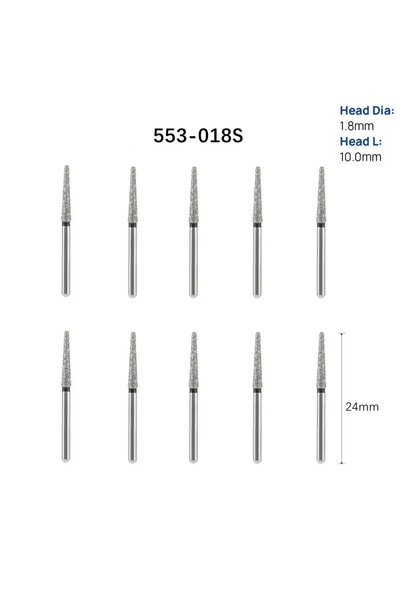 Choice 553-018S 10 Pcs Dental Diamond Burs FG 1.6mm for High Speed Handpiece ...