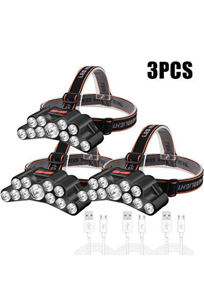 Choice 11LED 3pcs Powerful 5/11 LED Headlamp Built-in 18650 Battery USB Recha...