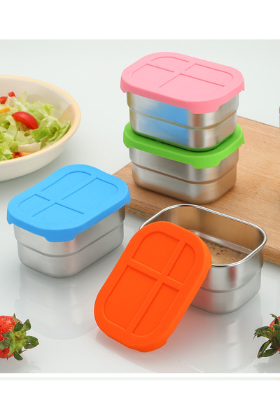 Generic Brand Set of 4 snack boxes, organizers, sauces, 230 ml, stainless ste...