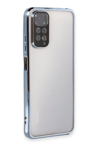 Bezos حافظة سيليكون متوافقة مع هاتف Xiaomi Redmi Note 11 مع عدسة - أزرق فاتح