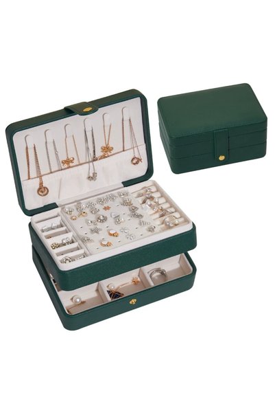 Generic Brand Cutie bijuterii,organizator,2 niveluri,PU,transportabilă,17x12x...