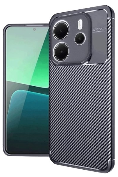Eldenör غطاء متوافق مع Redmi Note 14 4G مع تركيز تلقائي وغطاء كربوني - أزرق داكن