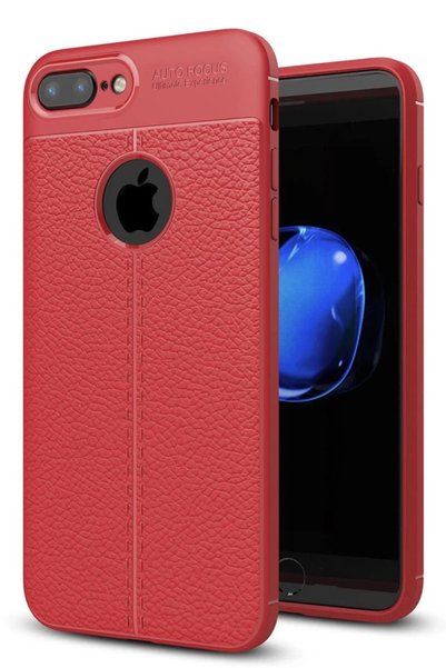 Generic Brand غطاء متوافق مع هاتف iPhone 7 Plus ذو التركيز التلقائي - أحمر