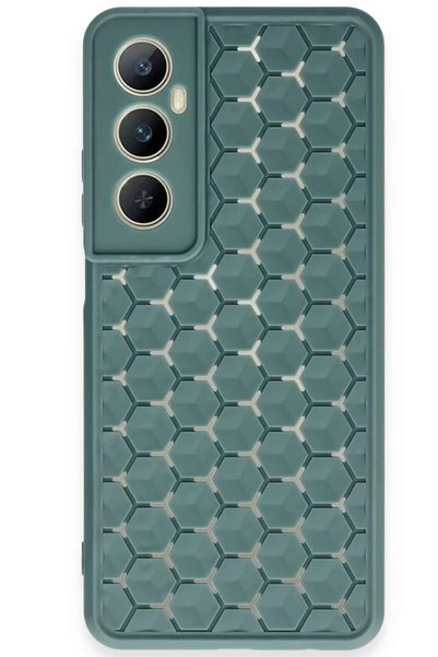 Generic Brand Realme C65 Compatible Case Honeycomb Silicone Cover - Dark Green
