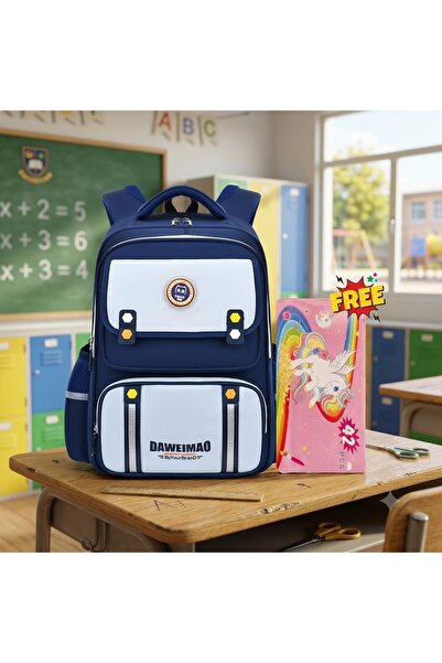 Zen Store blue Kids School Backpack with Free Unicorn 42 Piece Stationery Set...