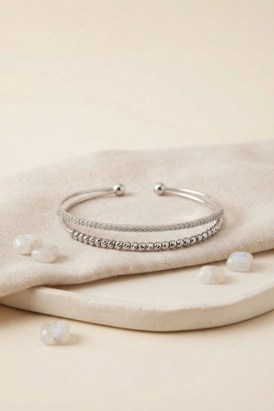 Livenda Silver Color Dorica and Zircon Stone Women's Bracelet Tj-Bb8887