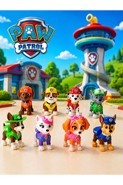 Suelo Butik 8'li Paw Patrol Karakterleri Marshall, Rubble, Chase, Rocky, Skye...