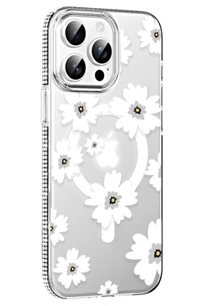 northcity n Joko Apple iPhone 15 Pro Max Compatible Floral Magsafe Cover - White