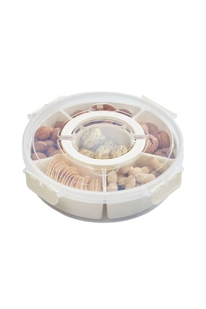 Generic Brand Rotating snack box, compartments, lid, portable organizer, Plas...