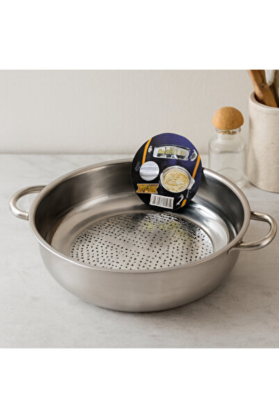 Bezos 30 cm Flat Metal Strainer with Handle