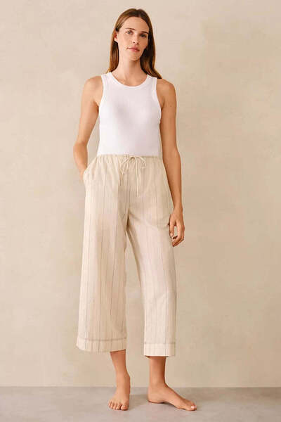 THE WHITE COMPANY Organic Cotton Short Leg Women's Pajama Bottoms - Cream, XL