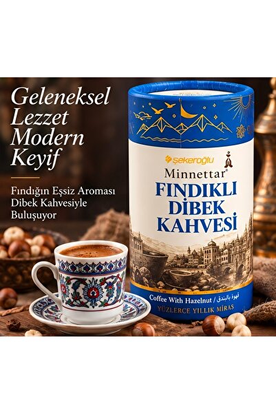 Şekeroğlu Minnettar Fındıklı Dibek Kahvesi Özel Tasarım Silindir Kutu - Yumuş...