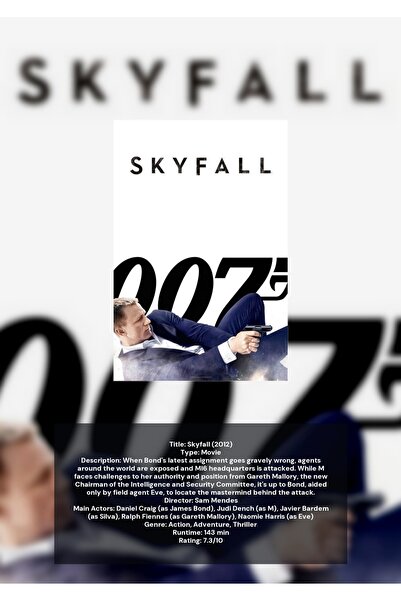 OEM Poster Infografic Skyfall, Design Minimalist de Colectie, Carton Premium ...
