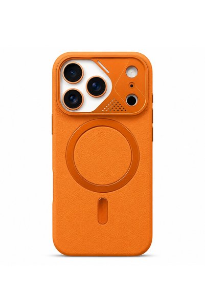 Brabus iPhone 17 Pro Max Uyumlu İçi Kadife MagSafe Vegan Deri Kılıf | Nut Serisi