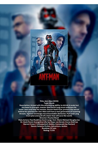 OEM Poster Infografic Ant-Man, Supererou Marvel, Design Detaliat, Carton 250g...
