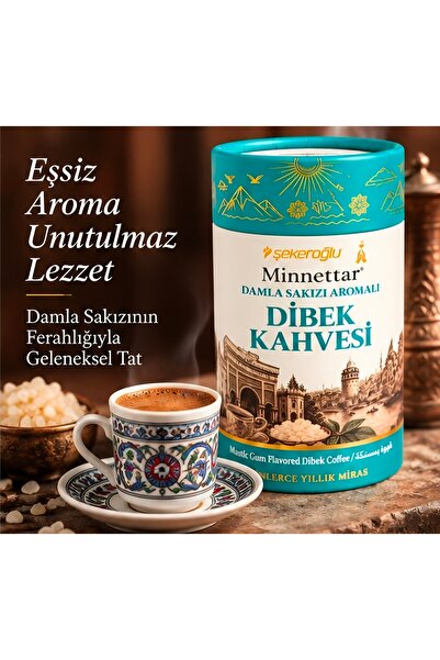Şekeroğlu Minnettar Damla Sakızı Aromalı Dibek Kahvesi Özel Tasarım Silindir ...