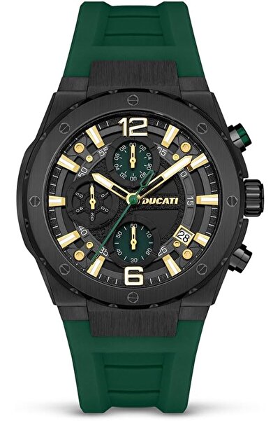 Ducati ساعة كرونوغراف للرجال DT003، هيكل بقطر 43.5 ملم، مينا أخضر شبه شفاف، س...