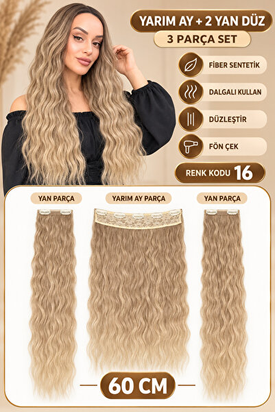 Suzan Peruk Yarımay Çıtçıt 3 parça tam set-Örgü Afro Dalgasına sahiptir-Çok y...