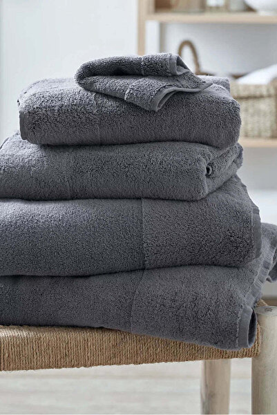 THE WHITE COMPANY منشفة حمام كلاسيكية من هيدروكوتون 100% قطن - رمادي غامق، 10...