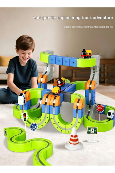 POWER Magnetic Track Train Set DIY Electric Flexible Railway Building Blocks ...